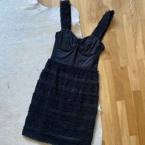 H&M Black Textured Mini Dress